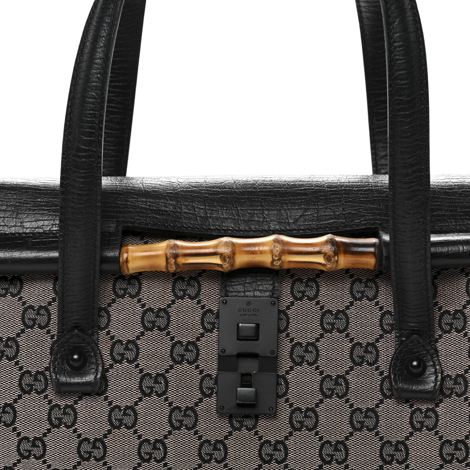 Gucci Monogram Bamboo Bullet Handbag Black 8 of 14