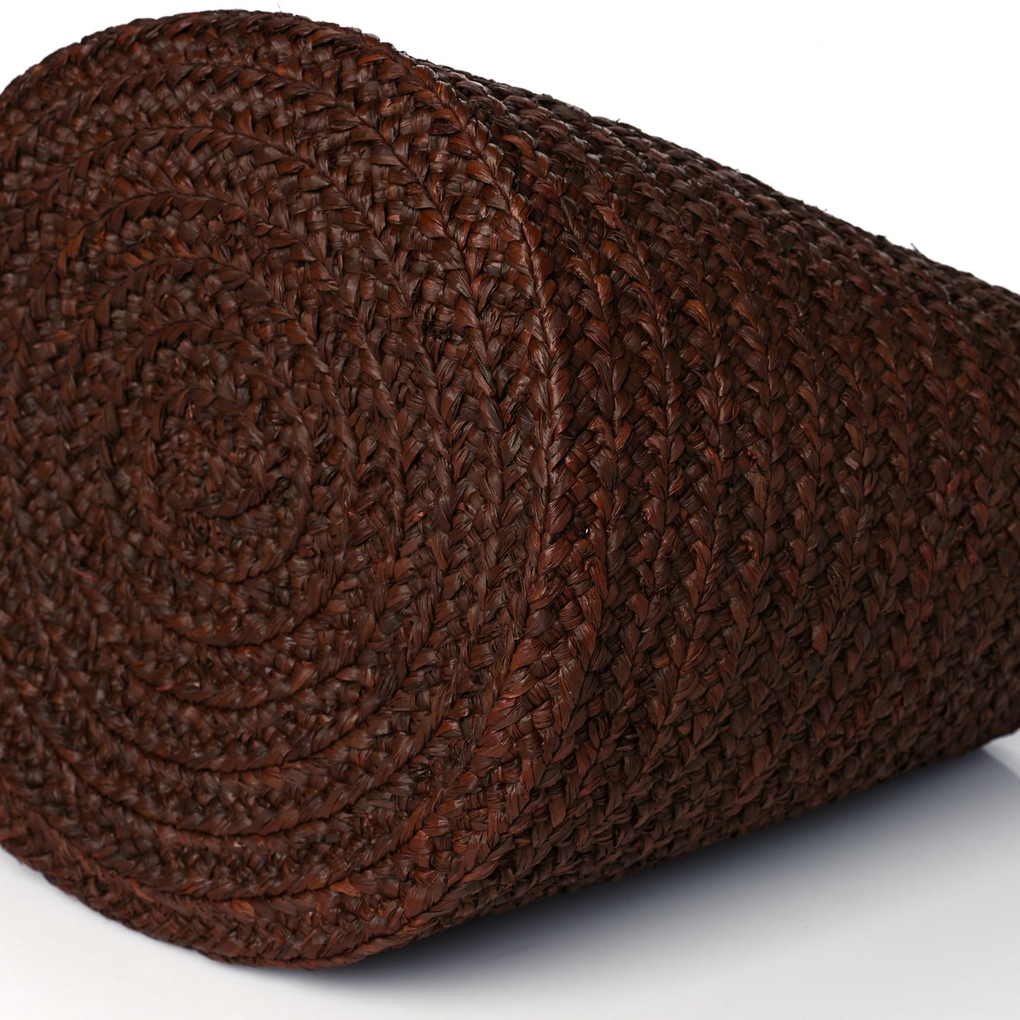Raffia Calfskin Medium Panier Tote Dark Chocolate