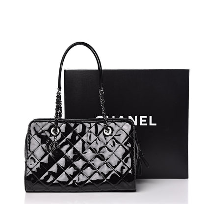 Chanel Patent Quilted CC Angle Tote Black 12 of 12