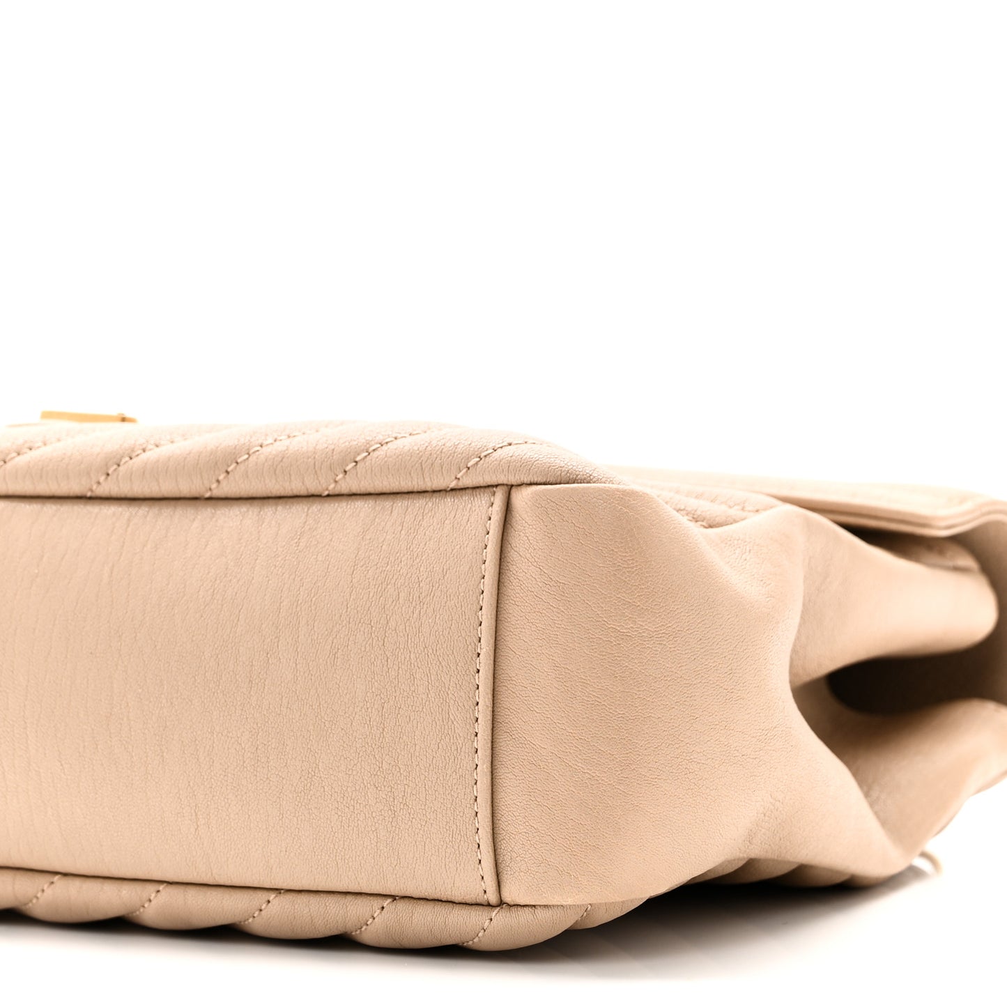 Sheepskin Matelasse Chevron Monogram Large College Satchel Dark Beige