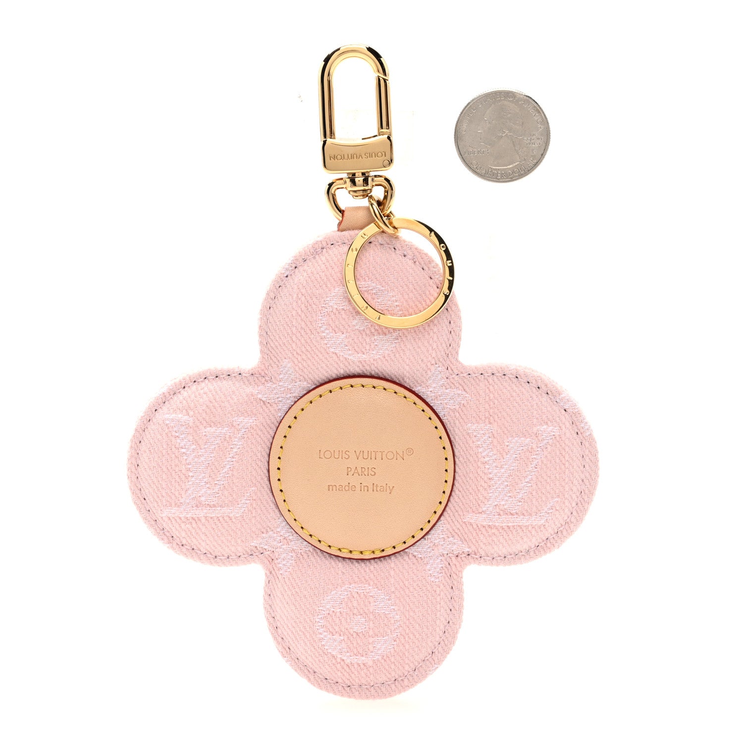 Louis Vuitton Denim Monogram Vivienne Bag Charm Key Holder Rose