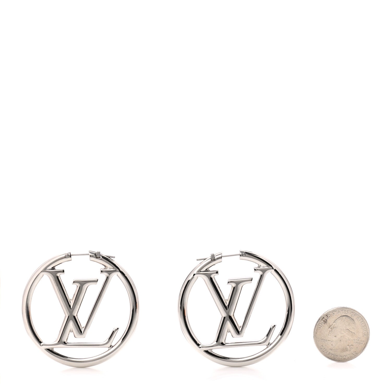 Louis Vuitton Palladium Louise Hoop Earrings Silver 2 of 7
