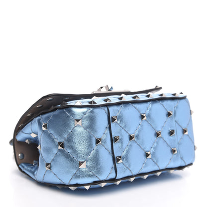 Valentino Garavani Metallic Nappa Micro Rockstud Spike Shoulder Bag Cerulean 4 of 9