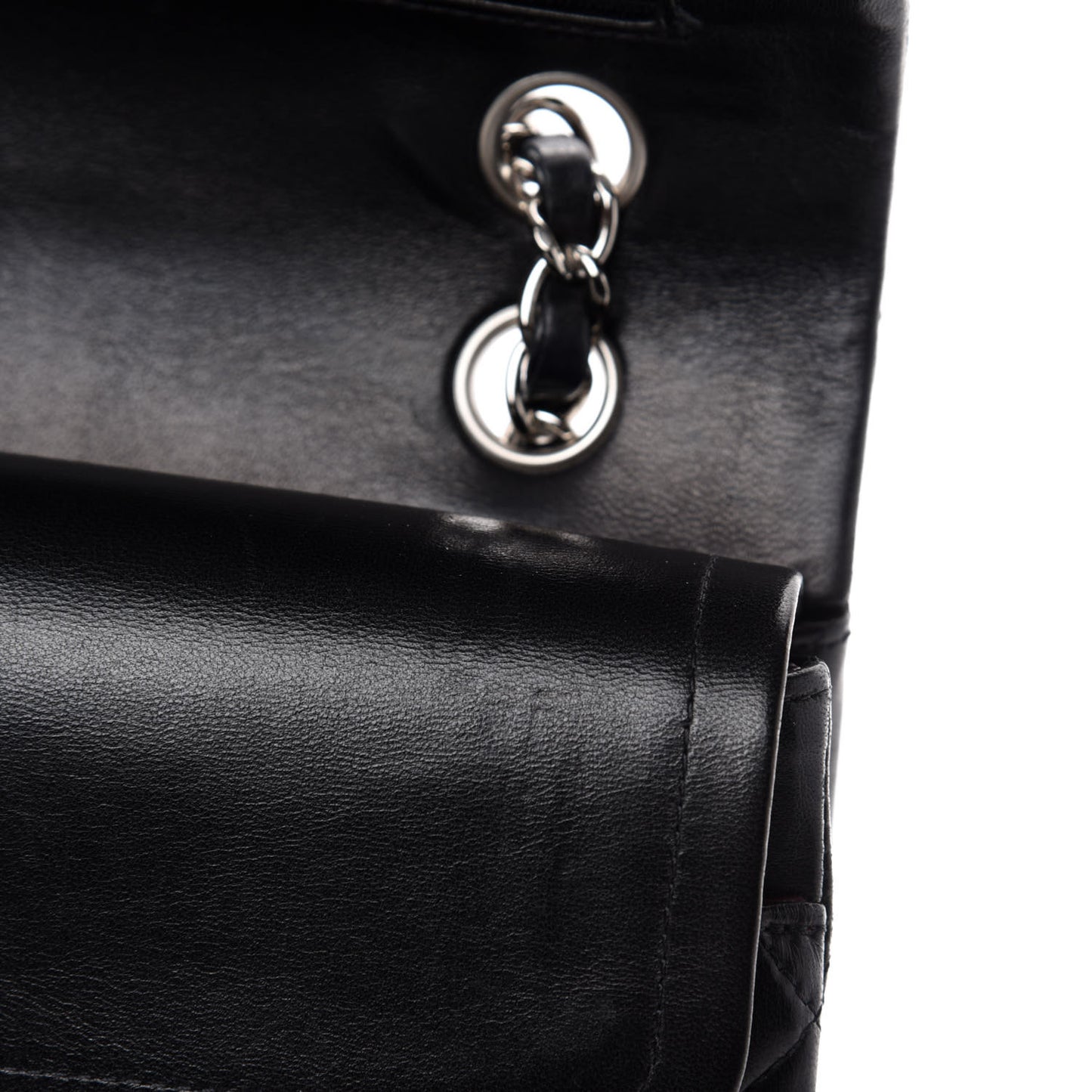 Lambskin Quilted Medium Double Flap Black