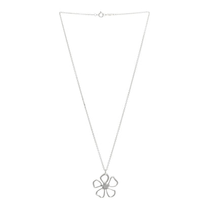 Tiffany Sterling Silver Open Flower Pendant Necklace 3 of 4