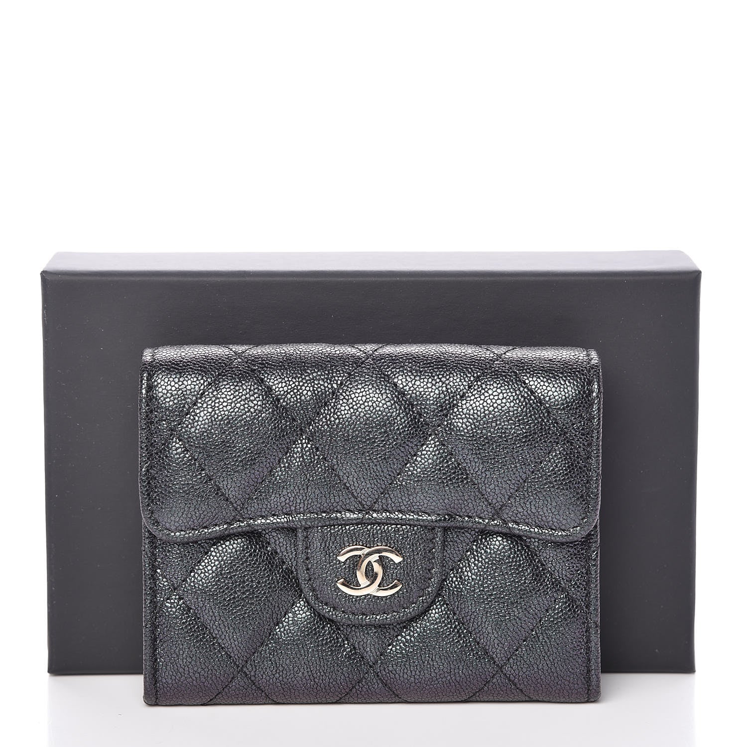Chanel Iridescent Caviar Quilted Flap Card Holder Wallet Black 11 of 11