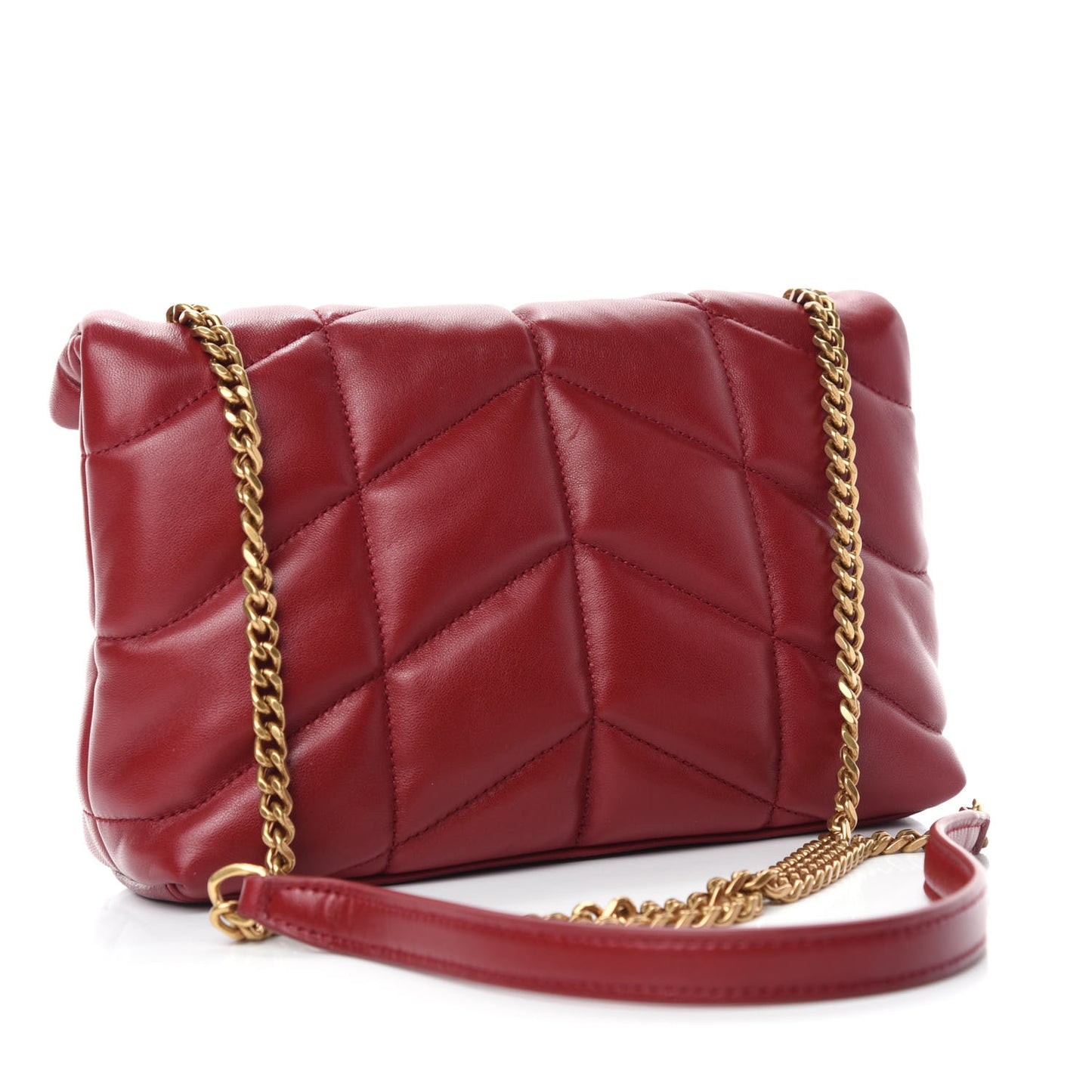 Lambskin Quilted Toy Loulou Puffer Monogram Chain Satchel Red