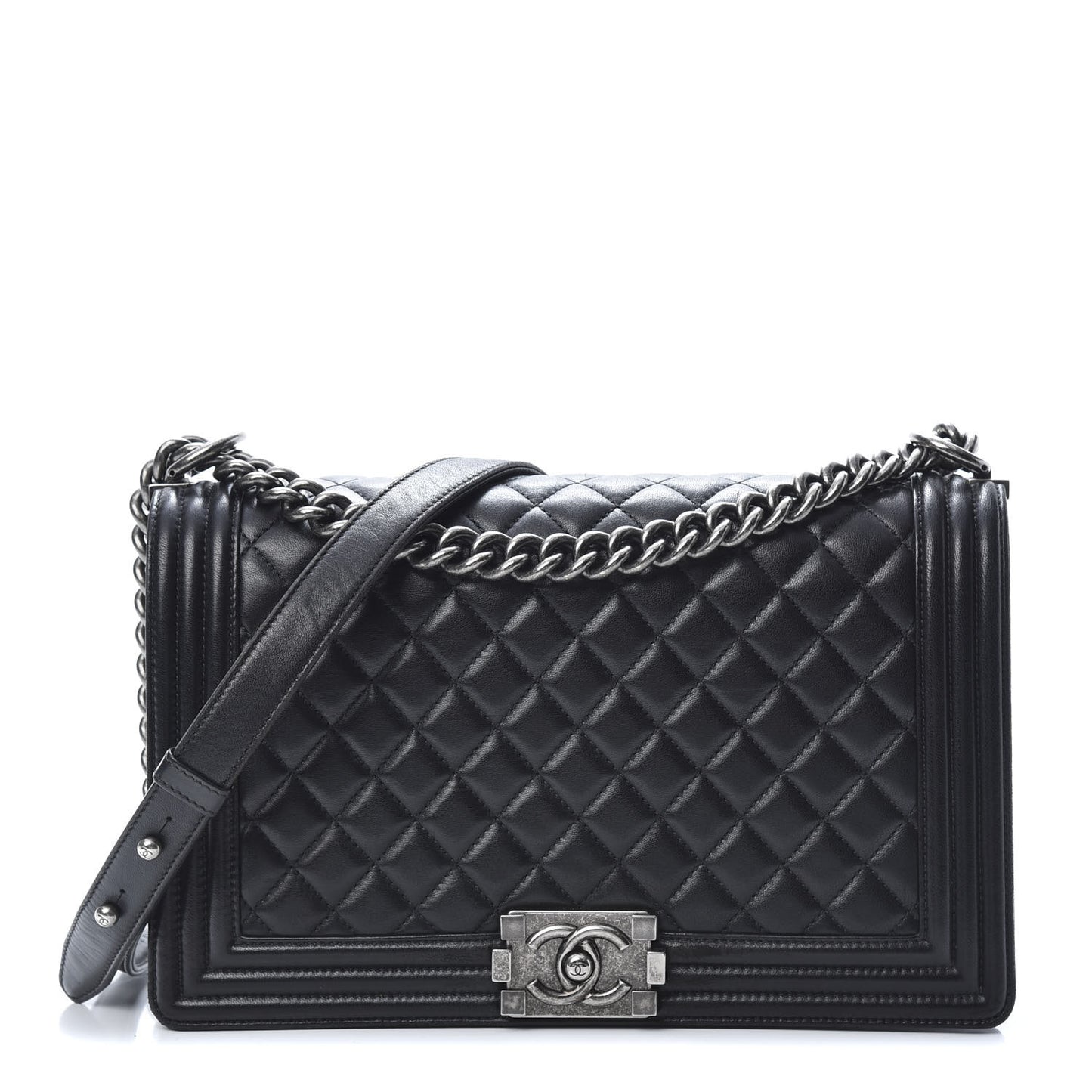 Calfskin Quilted New Medium Boy Flap Black