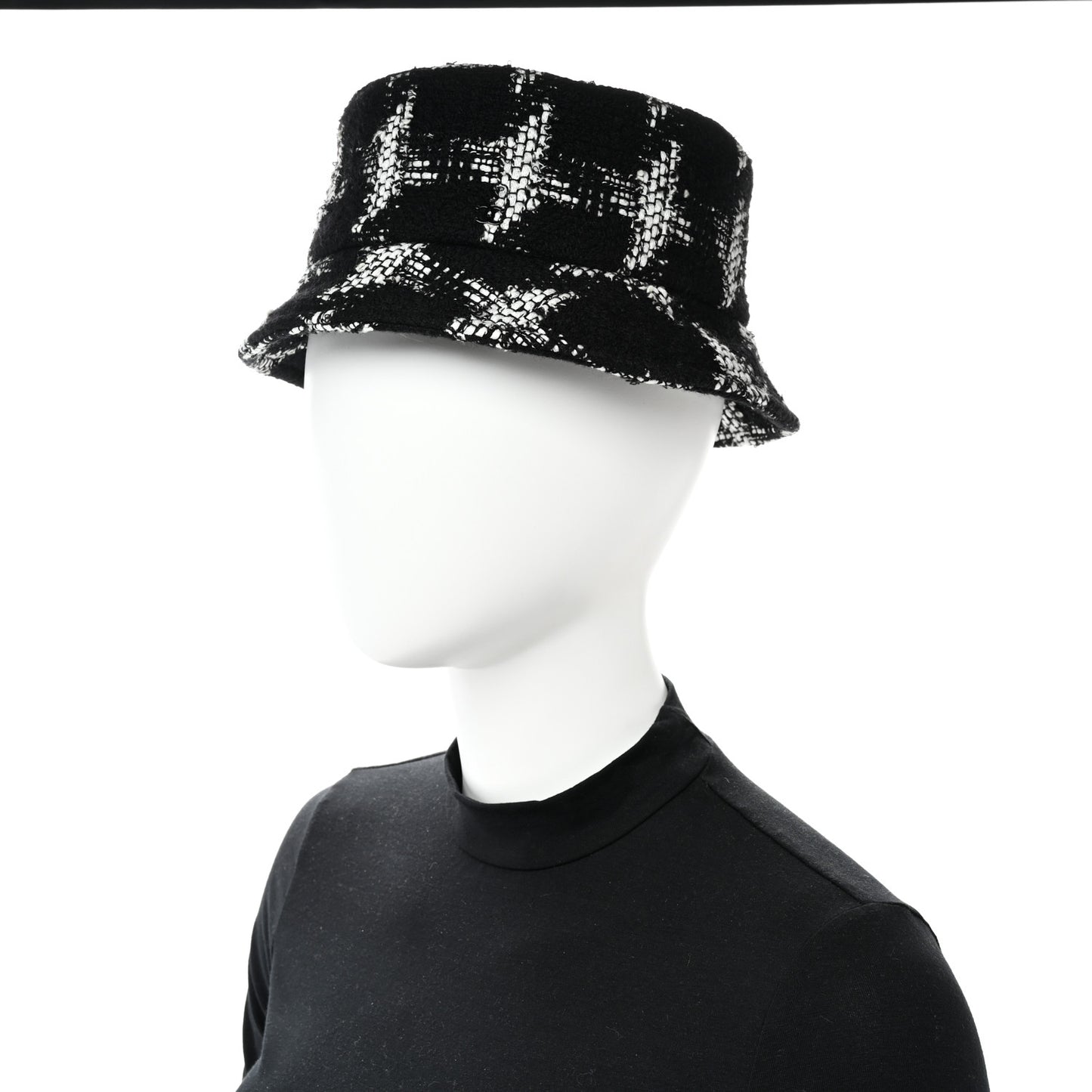 Tweed Bucket Hat S Black White