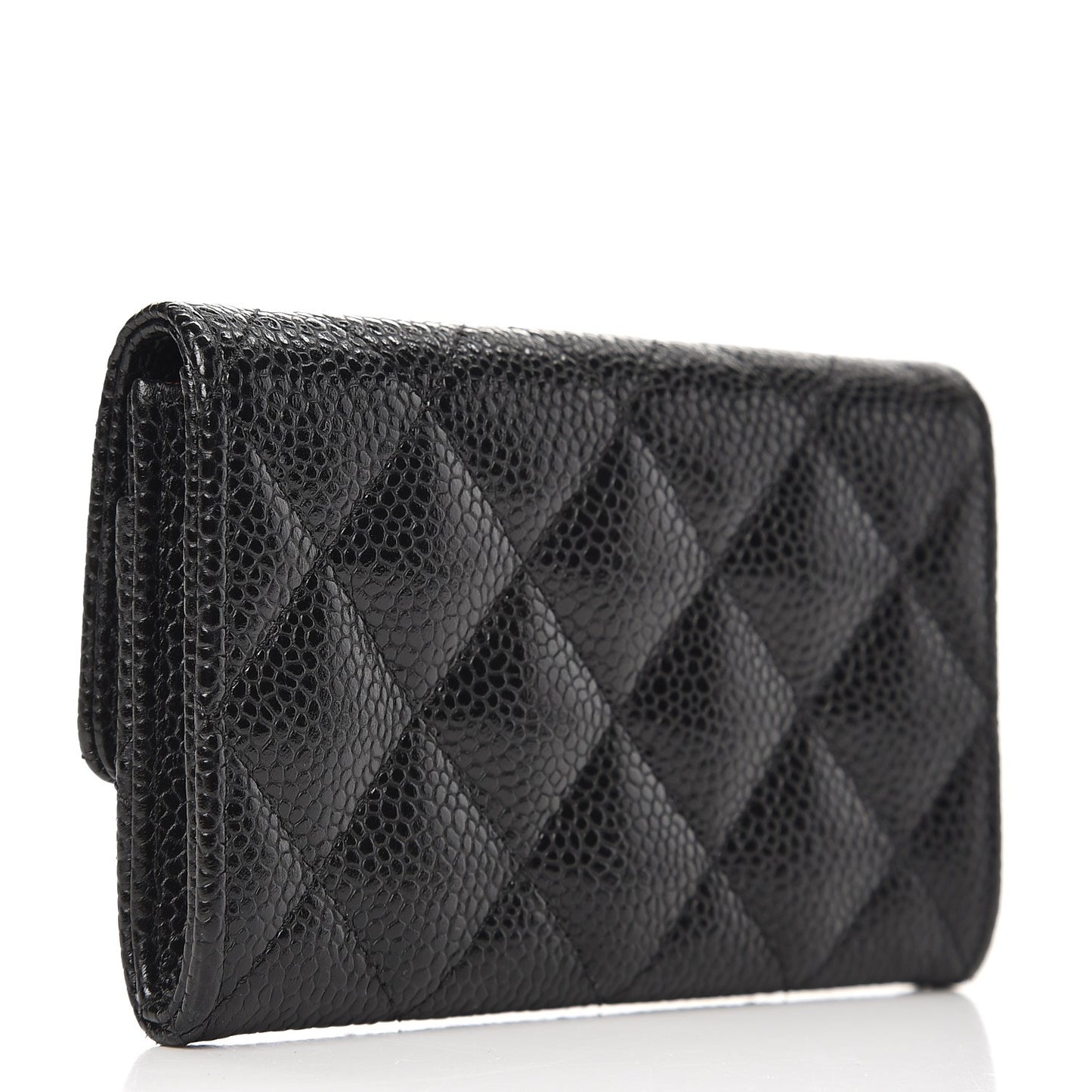 Caviar Quilted Flap Card Holder Black