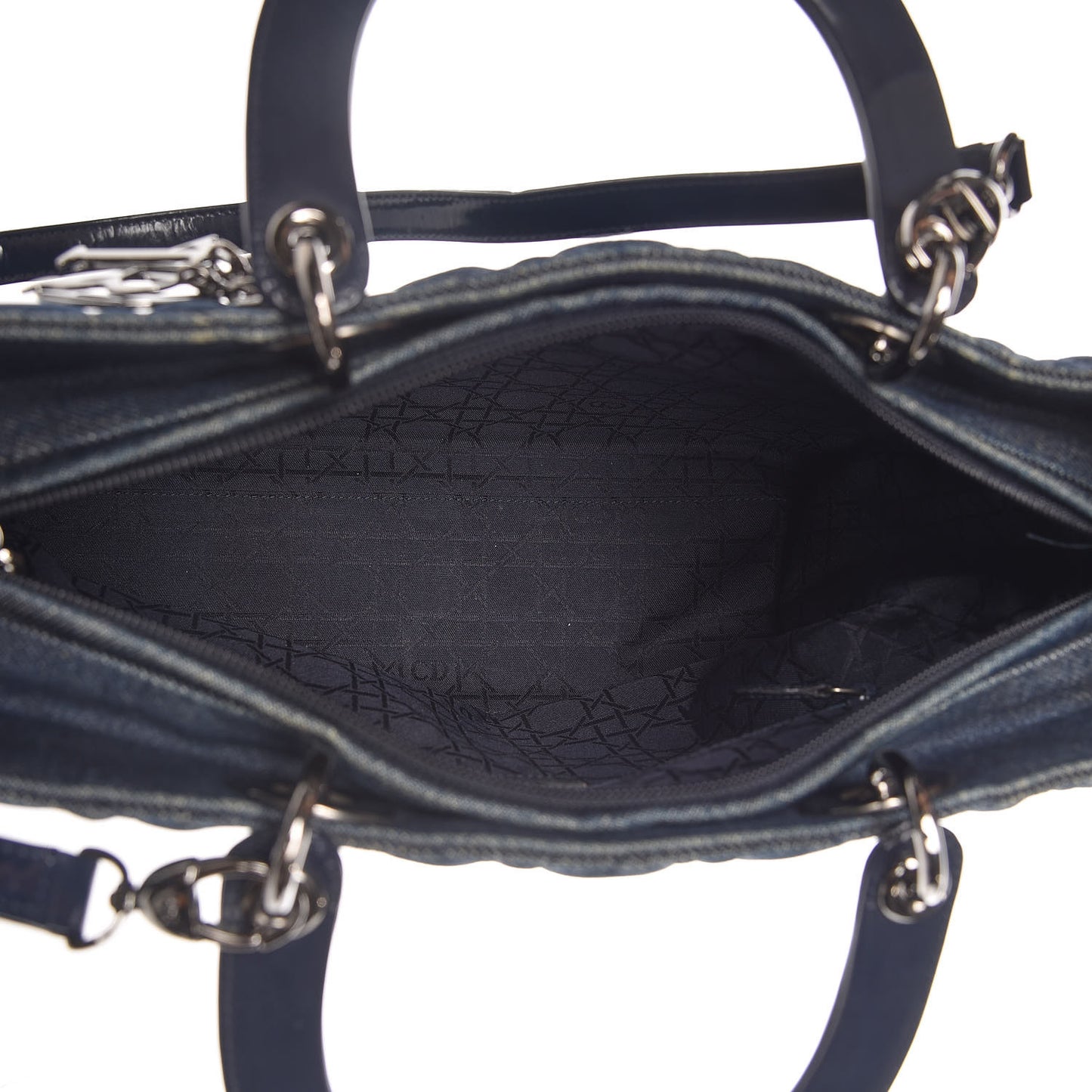Denim Cannage Large Lady Dior Tote Blue