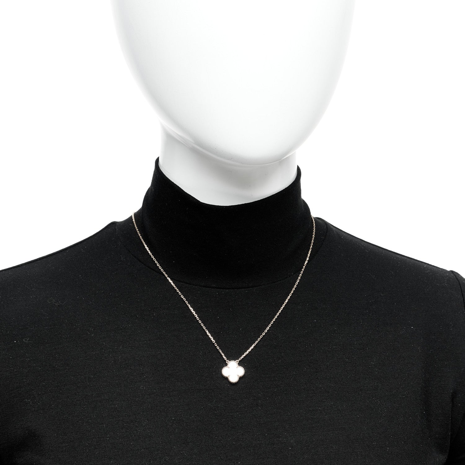 Van Cleef & Arpels 18K Yellow Gold Mother of Pearl Vintage Alhambra Pendant Necklace 2 of 5