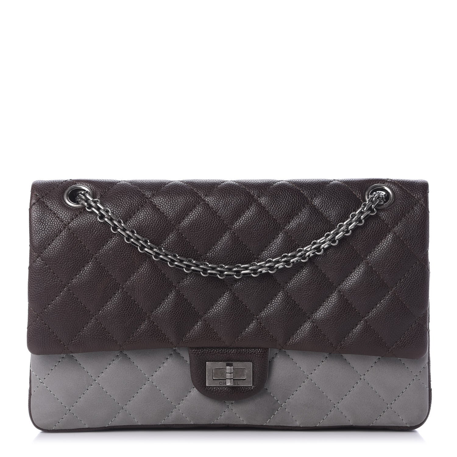 Chanel Caviar Iridescent Calfskin 2.55 Reissue 226 Flap Brown Grey 1 of 10