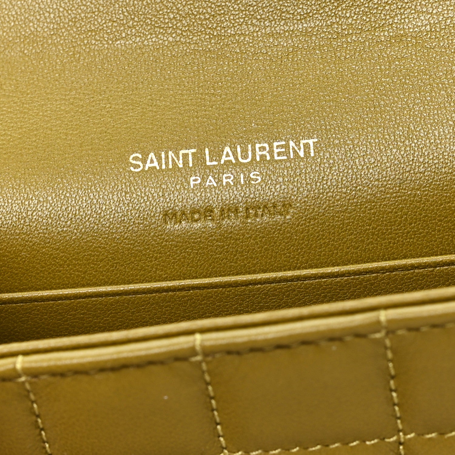 Saint Laurent Lambskin Carre Quilted Cassandre Small Envelope Wallet Olive Drab 6 of 7