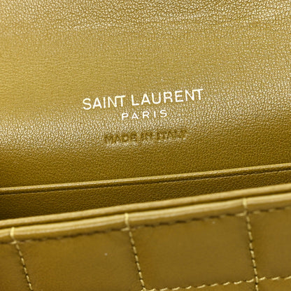 Saint Laurent Lambskin Carre Quilted Cassandre Small Envelope Wallet Olive Drab 6 of 7