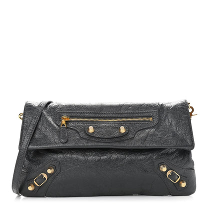 Balenciaga Agneau Giant 12 Gold Hardware Envelope Strap Clutch Gris Fossile 3 of 10