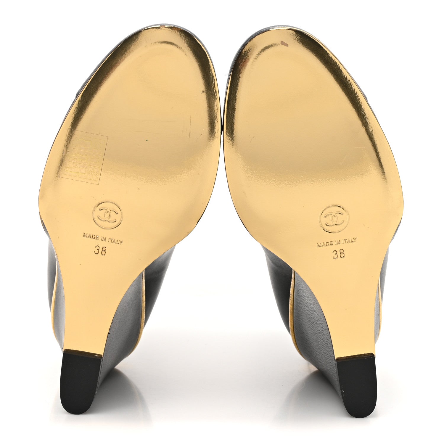 Chanel Lambskin Cap Toe Open Wedge 38 Black 6 of 10