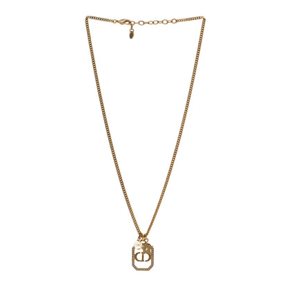 Christian Dior Crystal Pearl CD Star Necklace Gold 3 of 6