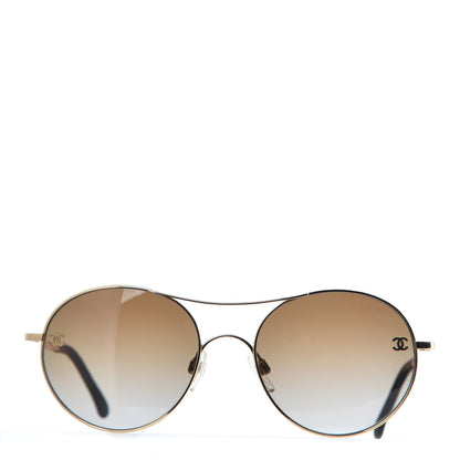 Chanel Round Polarized Sunglasses 4190-T-Q Brown Gold 4 of 8