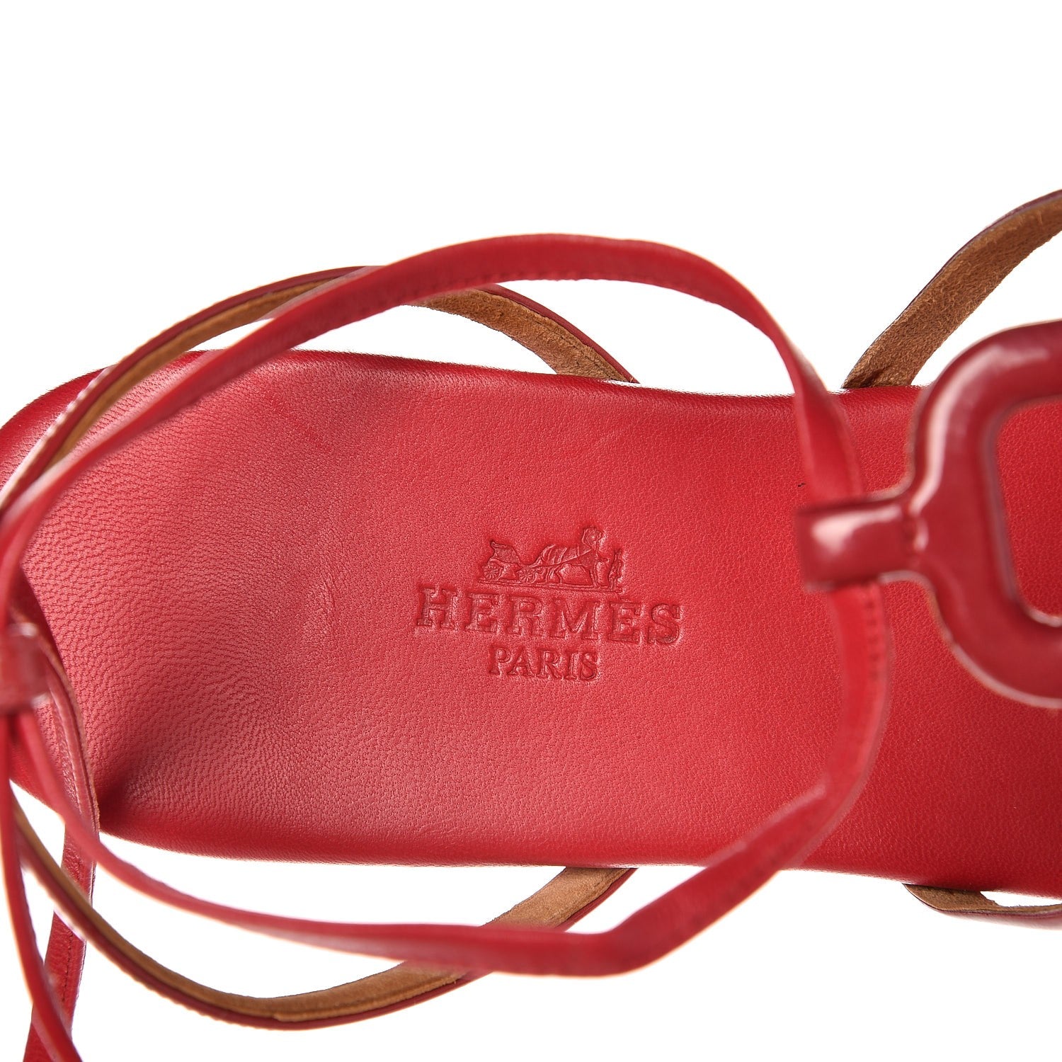 Hermes Nappa Patent Gladiator Sandals 38 Red 7 of 9