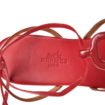 Hermes Nappa Patent Gladiator Sandals 38 Red 7 of 9