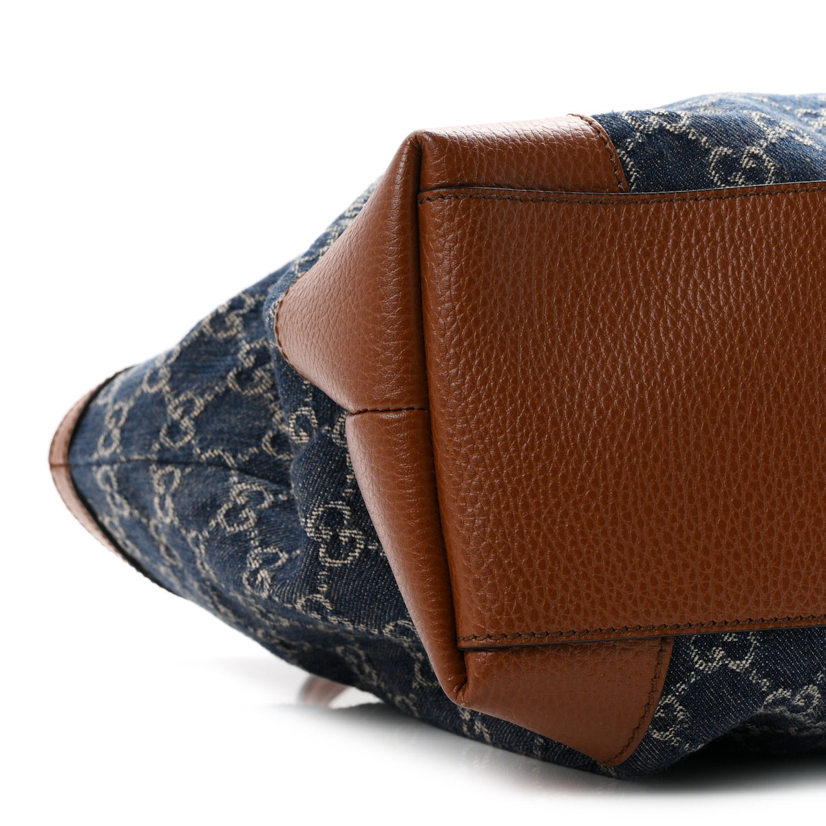 New Denim GG Monogram Medium Ophidia Shopping Tote Blue Tea Cuir