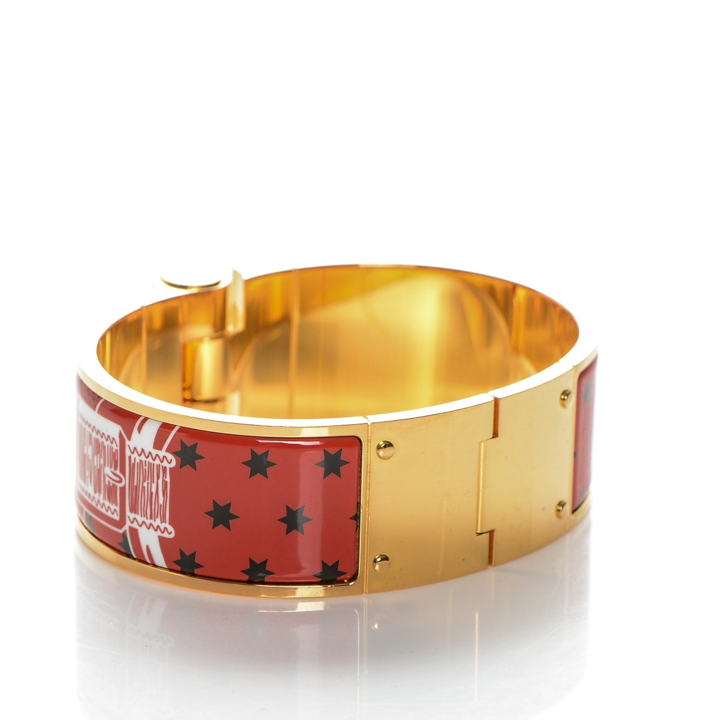 Enamel Printed Wide Eperon d'Or Bandana Hinged Bracelet M