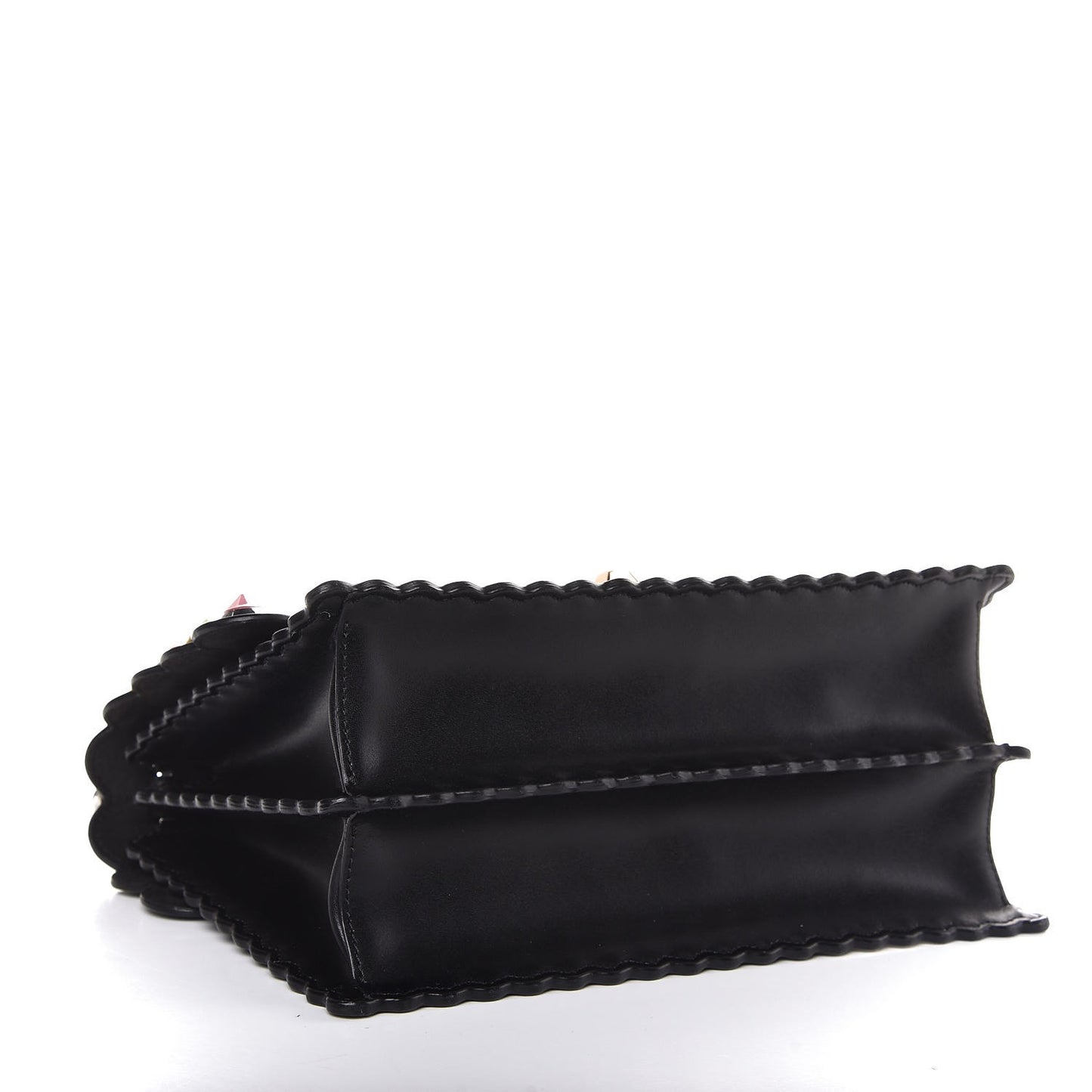 Vitello Liberty Scalloped Spike Studded Kan I Shoulder Bag Black Multicolor