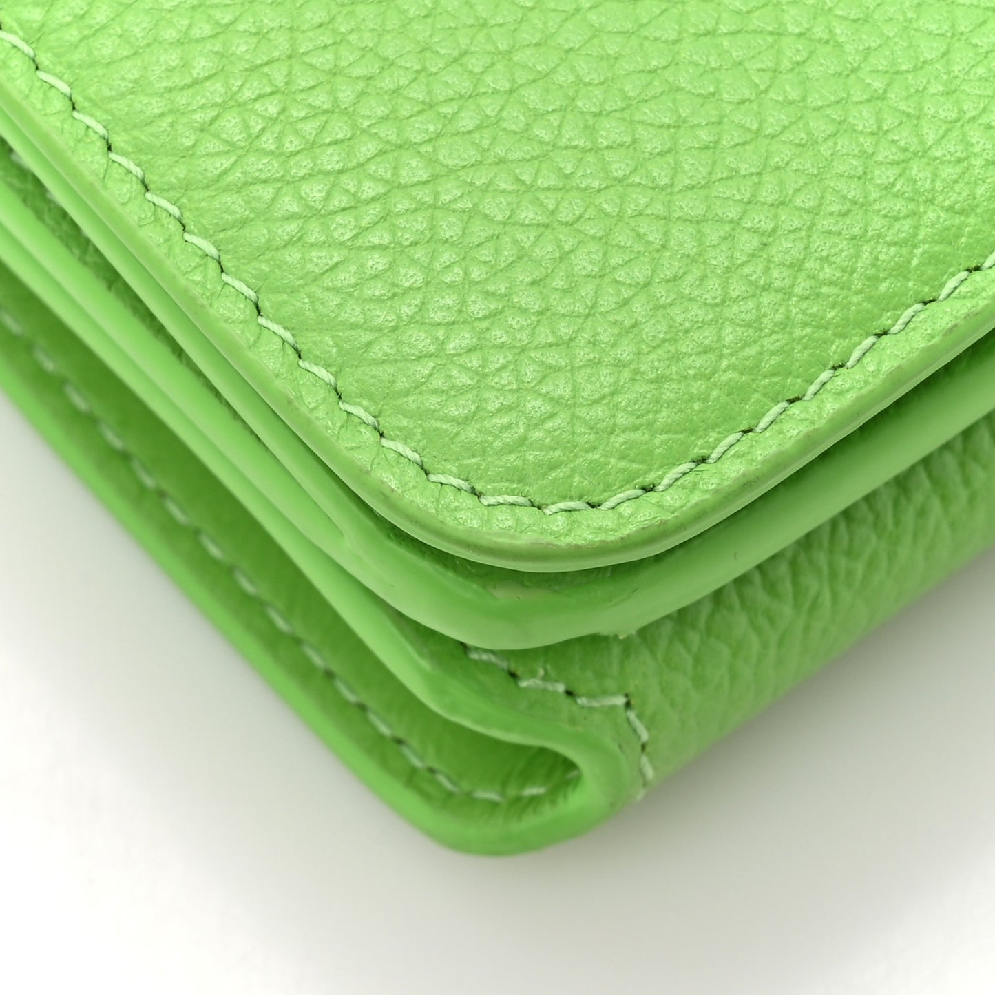 Calfskin Logo Everyday Mini Wallet Green Pink