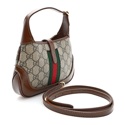 Gucci GG Supreme Monogram Azalea Calfskin Web Mini Jackie 1961 Hobo Beige Ebony Brown Sugar 2 of 8
