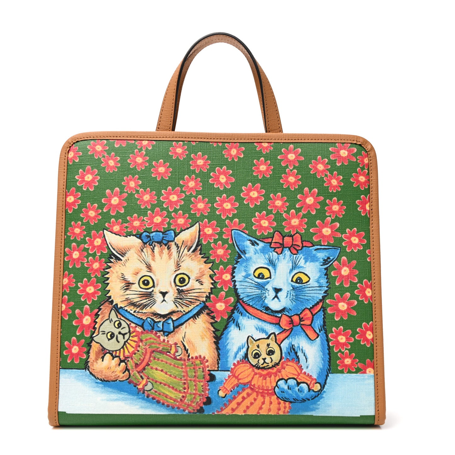Canvas Kitten Print Children Tote Green