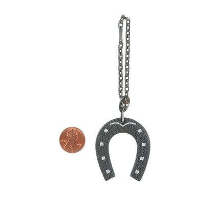 Hermes Epsom Lucky Horseshoe Bag Charm Graphite Orange 2 of 3