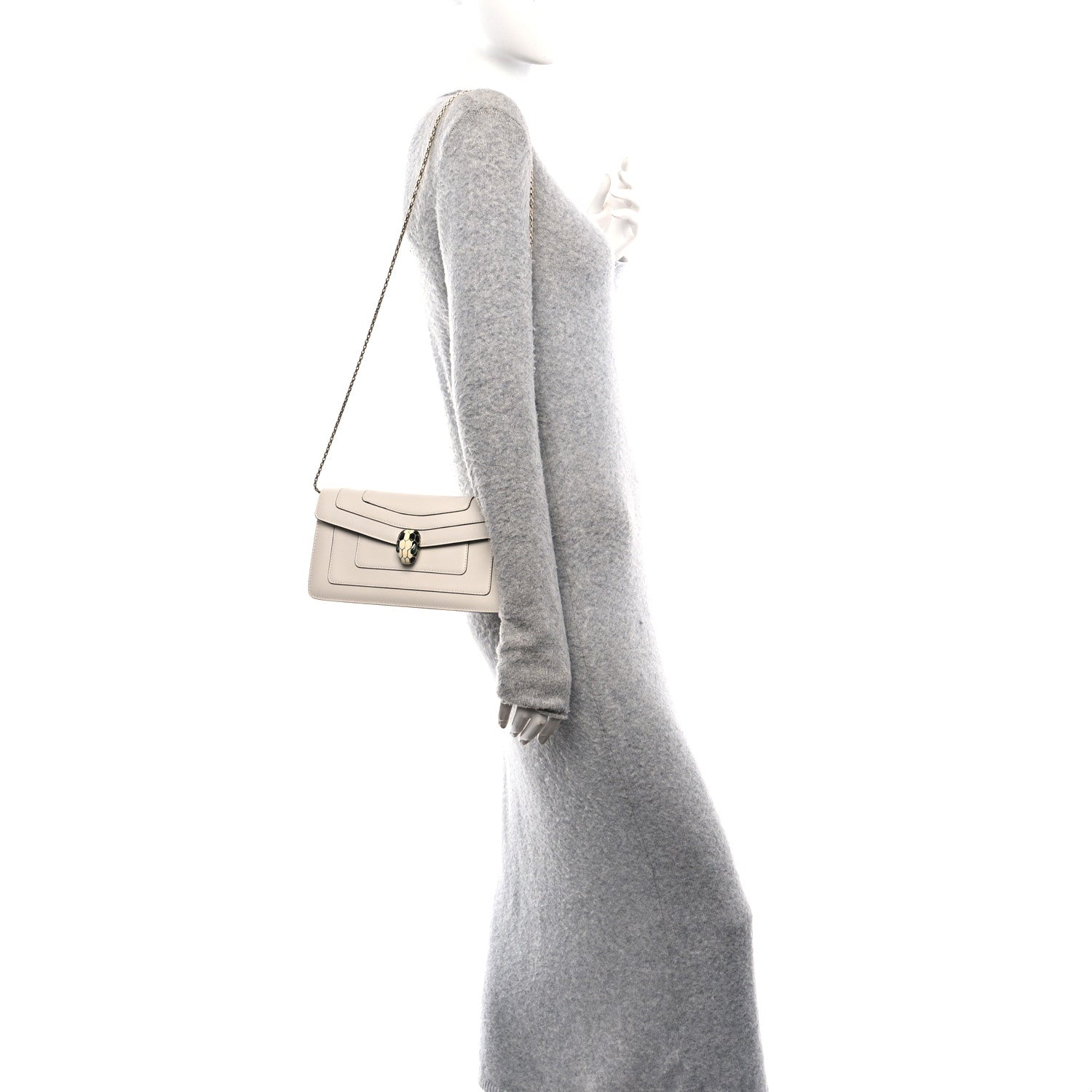 Bulgari Calfskin Serpenti Forever Shoulder Bag White Agate 3 of 10