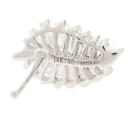 Anita Ko 18K White Gold Diamond Small Palm Leaf Earrings 4 of 4