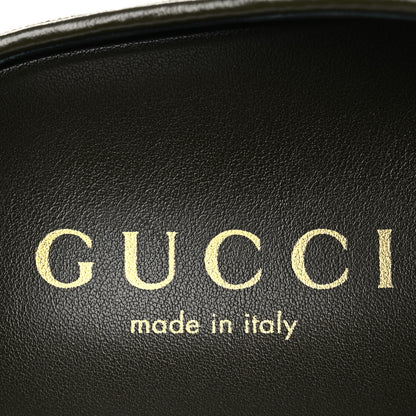 Gucci New Canvas Monogram GG Granada Kid Womens Horsebit Mules 38 Green 9 of 11