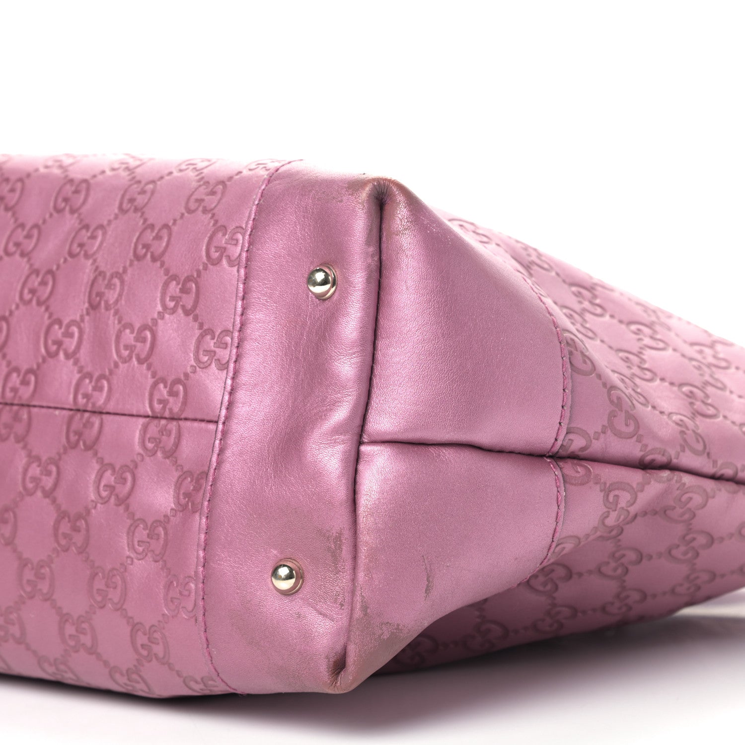 Gucci Metallic Soft Guccissima Large Heart Bit Charm Top Handle Tote Fresia Rose 6 of 22