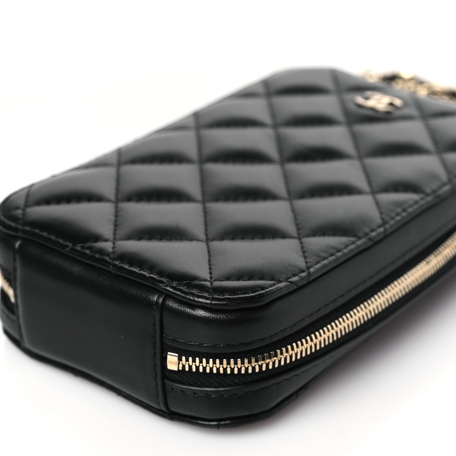 Chanel Lambskin Quilted Zip Phone Case Black 8 of 8