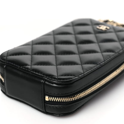 Chanel Lambskin Quilted Zip Phone Case Black 8 of 8