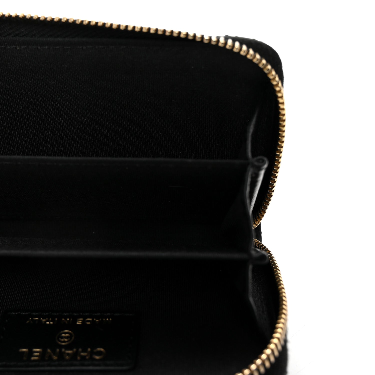 Chanel Lambskin Studded Quilted Compact Zip Around Wallet Black 5 of 7