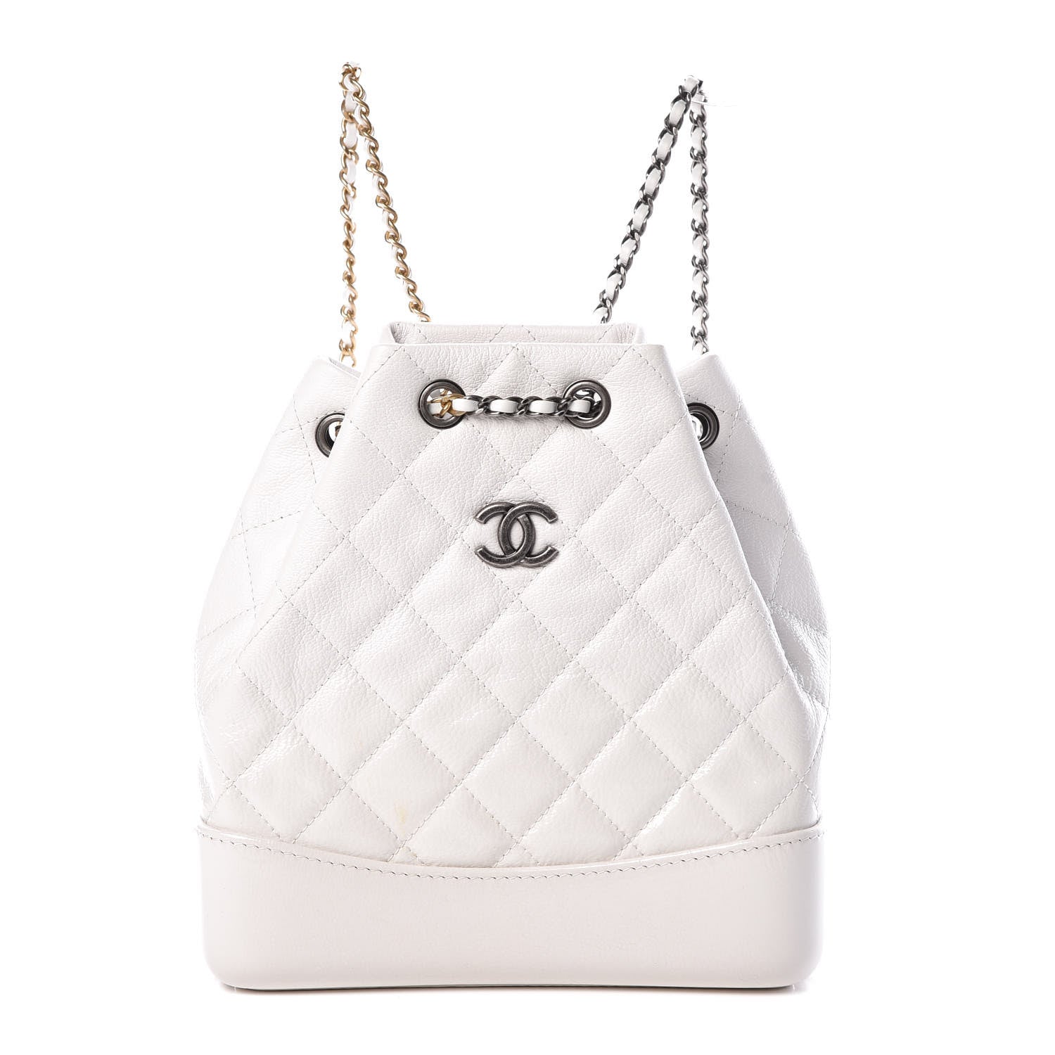 Chanel Patent Goatskin Quilted Small Gabrielle Backpack White 1 of 10