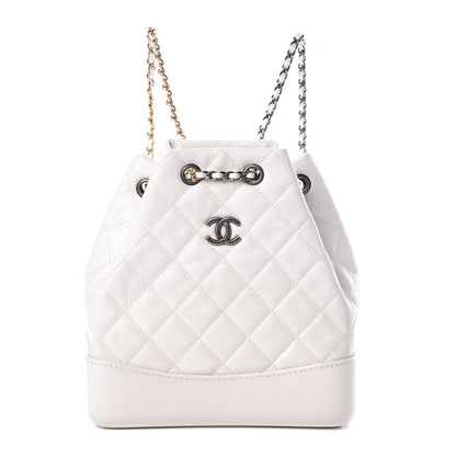 Chanel Patent Goatskin Quilted Small Gabrielle Backpack White 1 of 10