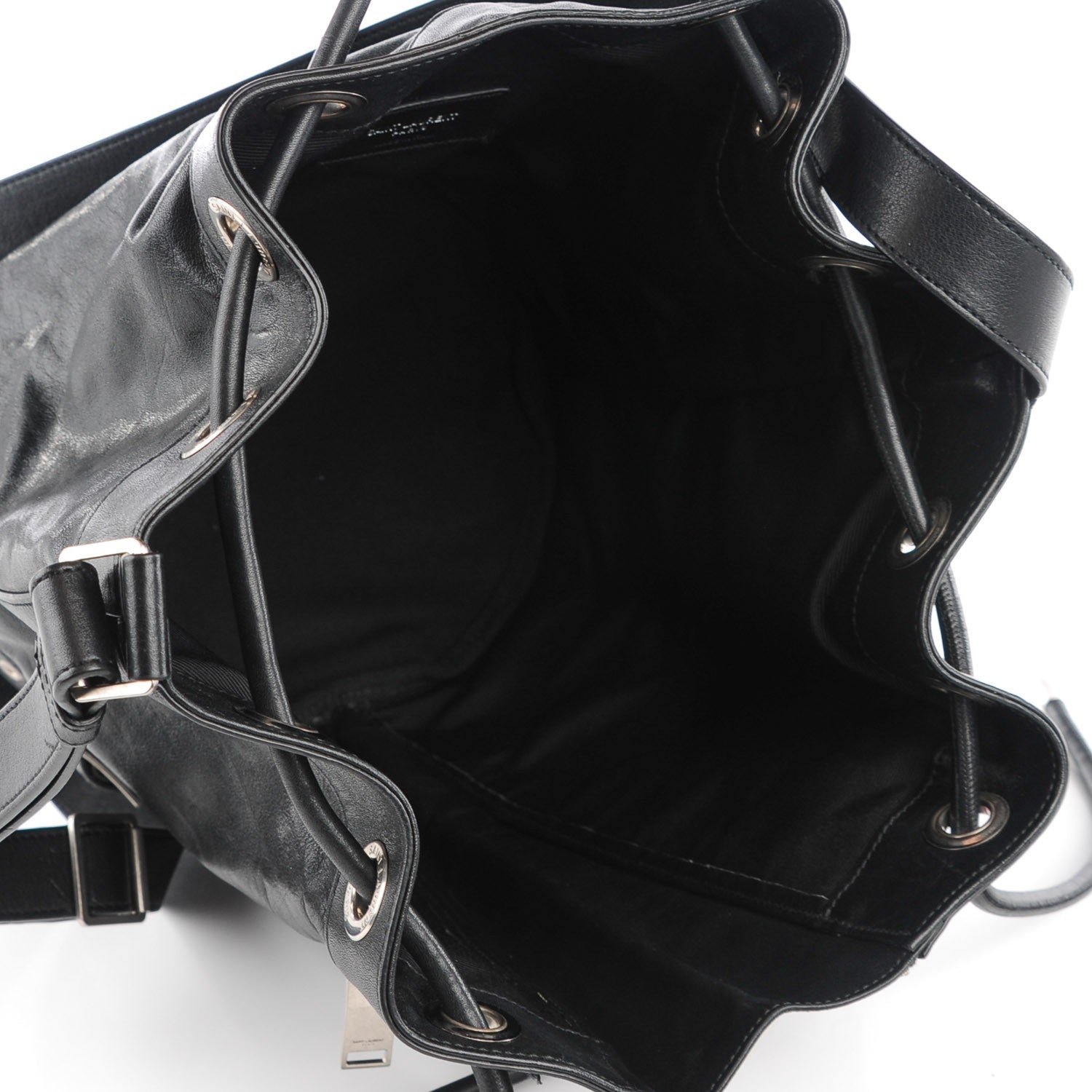 Saint Laurent Calfskin Medium Rider Bucket Bag Black 7 of 7