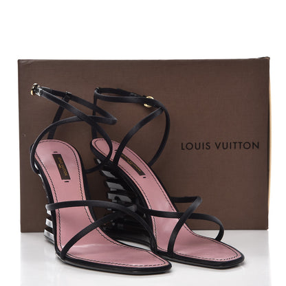 Louis Vuitton Resin Satin Wedge Sandals 39 Black 12 of 12
