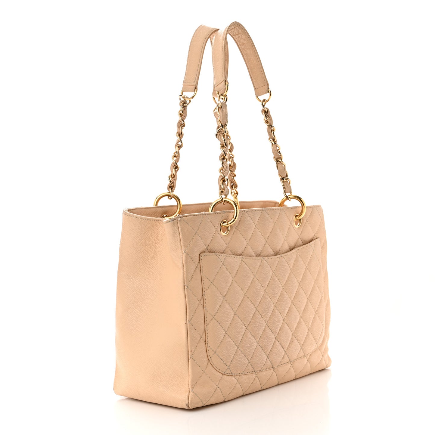 Caviar Quilted Grand Shopping Tote GST Beige