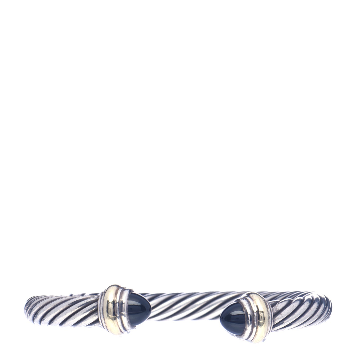 Sterling Silver 14K Yellow Gold Black Onyx 7mm Cable Classics Bracelet