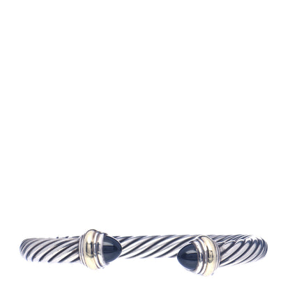 David Yurman Sterling Silver 14K Yellow Gold Black Onyx 7mm Cable Classics Bracelet 1 of 5