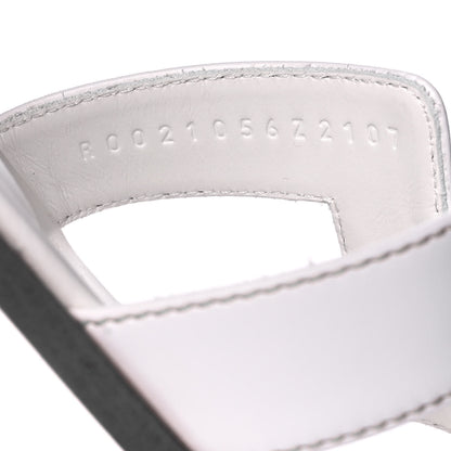 Hermes Box Calfskin Oran Sandals 35.5 White 8 of 10