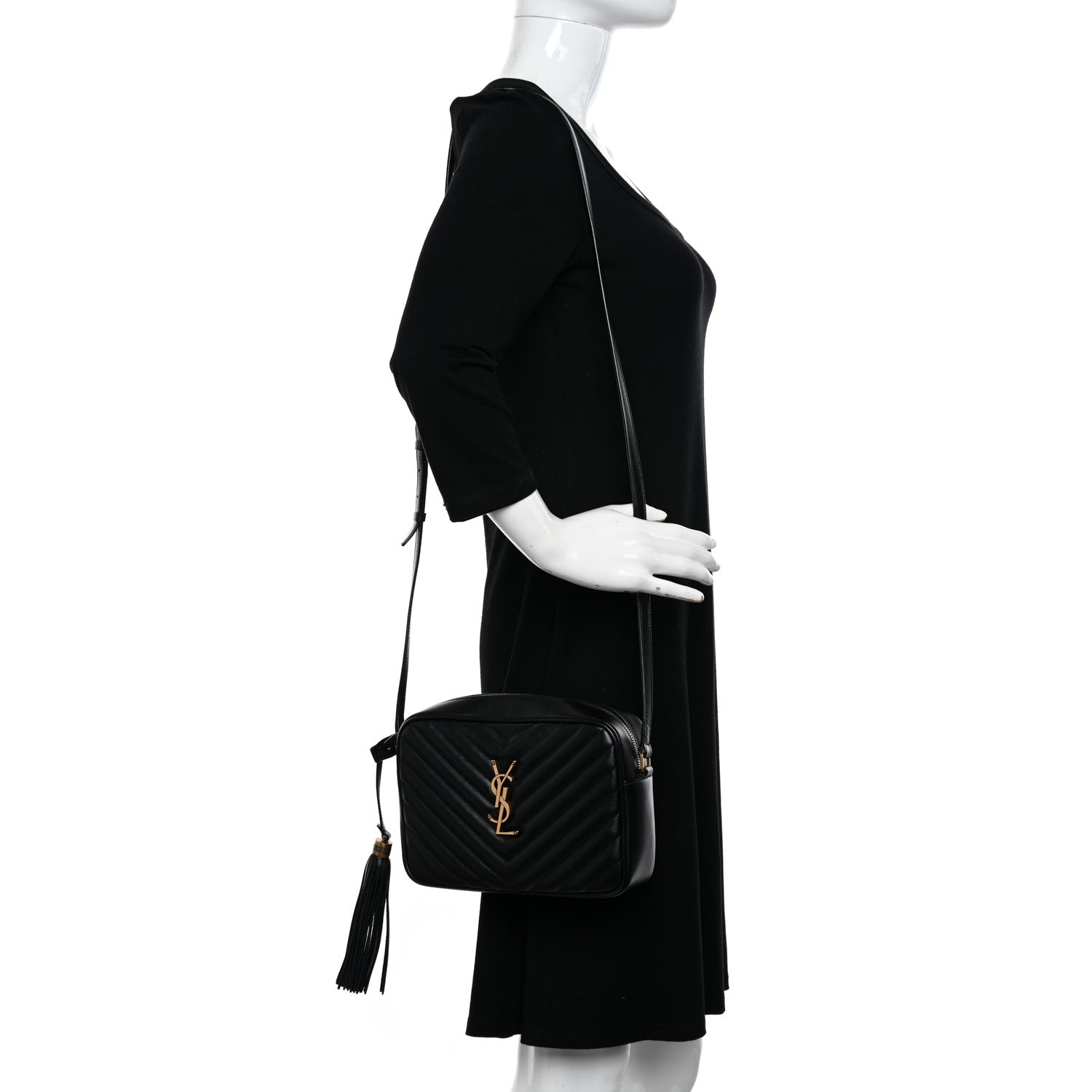 Saint Laurent Calfskin Matelasse Monogram Lou Camera Bag Black 2 of 10