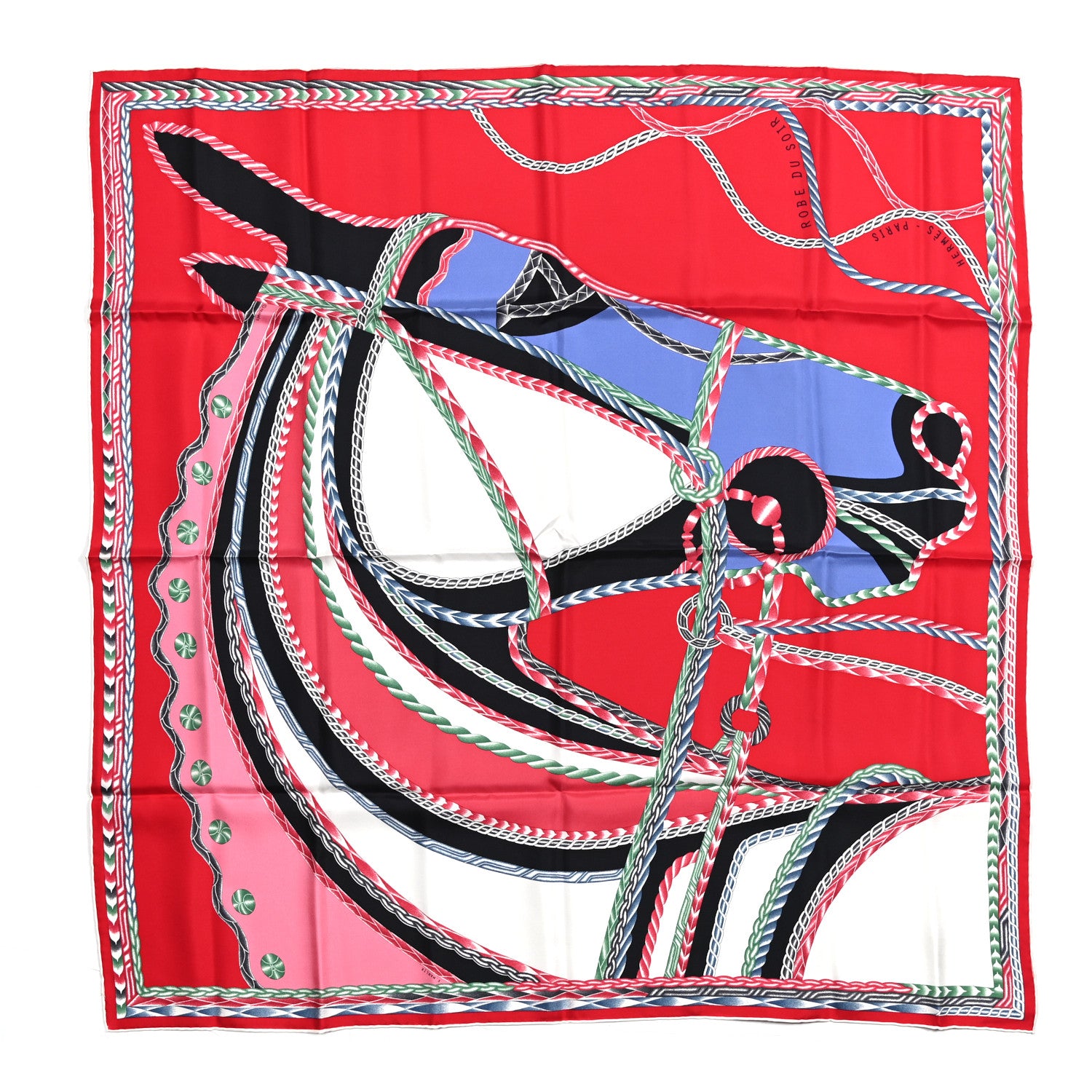 Hermes Silk Robe Du Soir Scarf 90 Rouge White Lavande 1 of 5