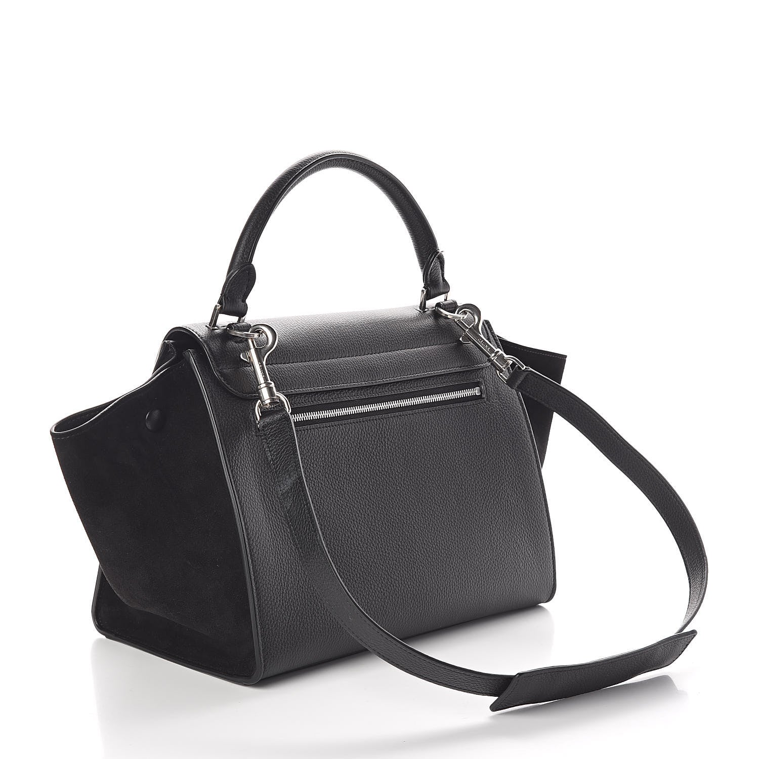 Celine Drummed Calfskin Suede Small Trapeze Black 3 of 9